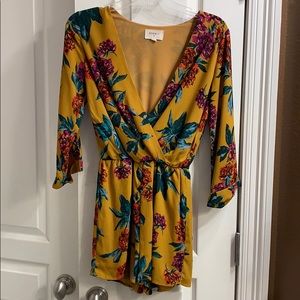 Gold floral romper